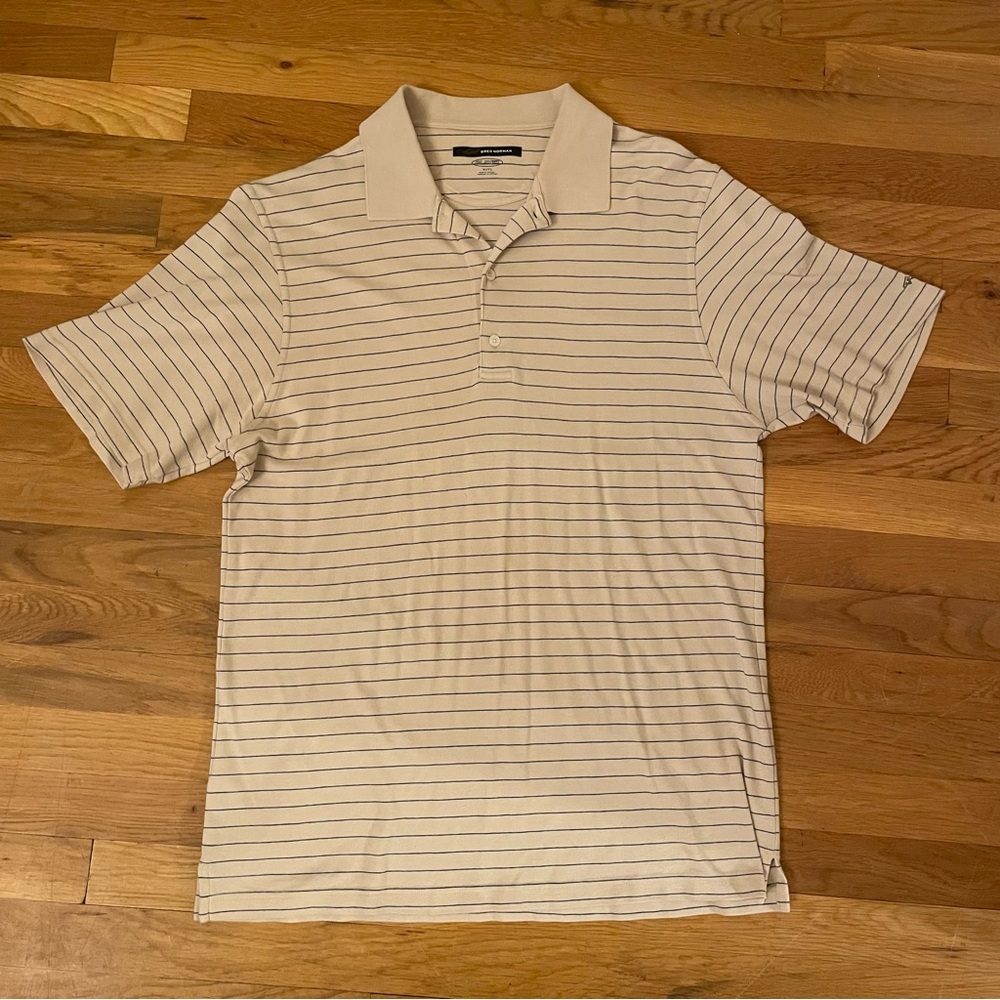 Greg Norman Collection Cream Striped Polo Shirt